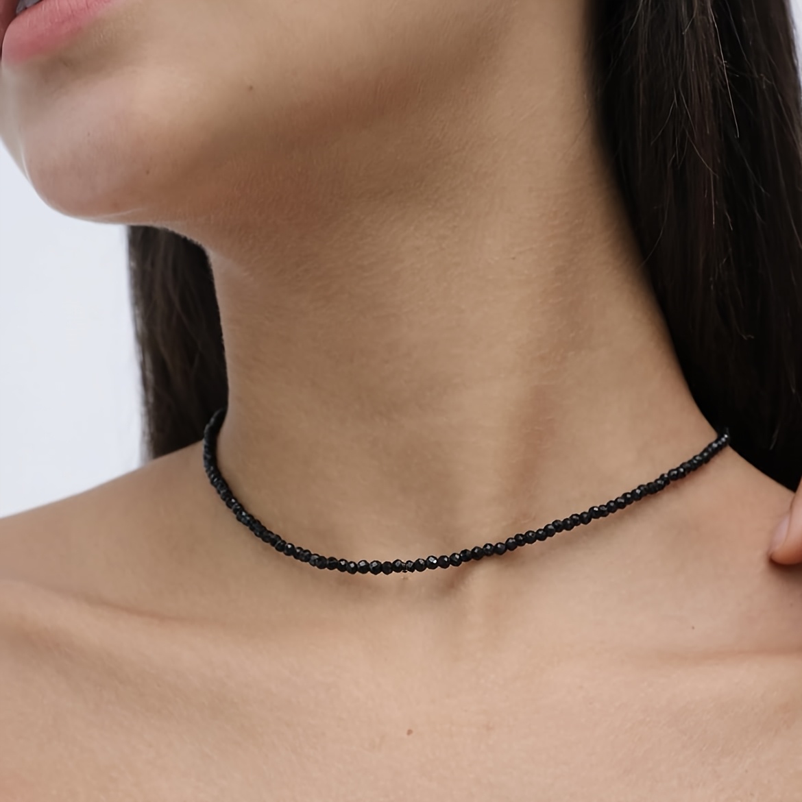 Minimalist Bead Short Necklace Sleek Matte Finish Delicate Chain